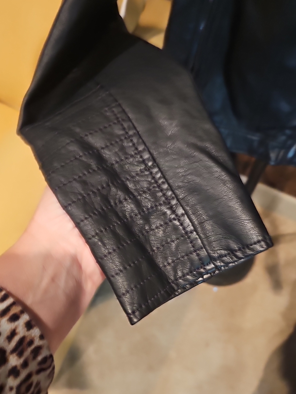 Hollister Black Faux Leather Moto Jacket with Zip Pockets - Picture 6 of 7